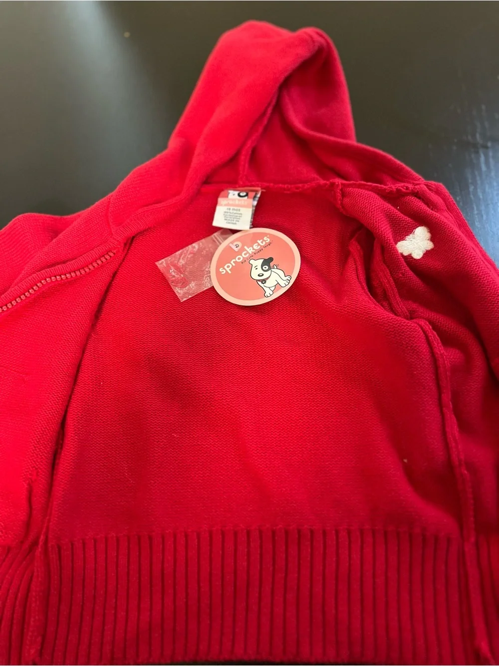 Sprockets Vintage Mervyn’s Embroidered Red Full Zip Hood Sweater 18mdiscontinued